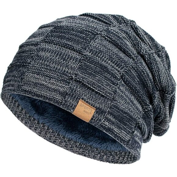 Other - Men’s Navy Winter Beanies Knit Hats Lined Thick Warm Stocking Cap for Guys